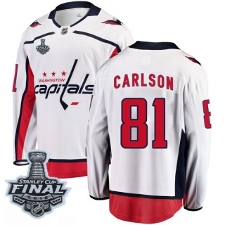 Men's Adam Carlson Washington Capitals Fanatics Branded Away 2018 Stanley Cup Final Patch Jersey - Breakaway White