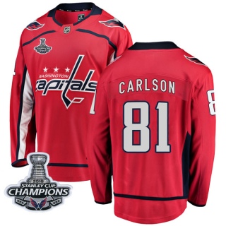 Men's Adam Carlson Washington Capitals Fanatics Branded Home 2018 Stanley Cup Champions Patch Jersey - Breakaway Red