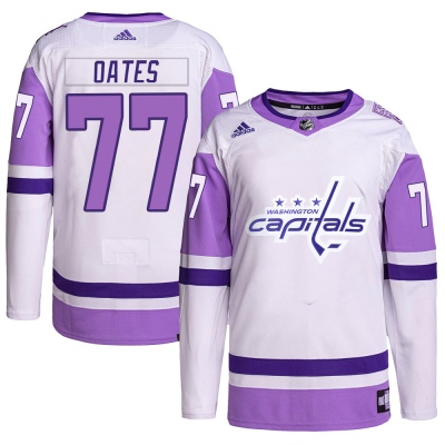 Men's Adam Oates Washington Capitals Adidas Hockey Fights Cancer Primegreen Jersey - Authentic White/Purple