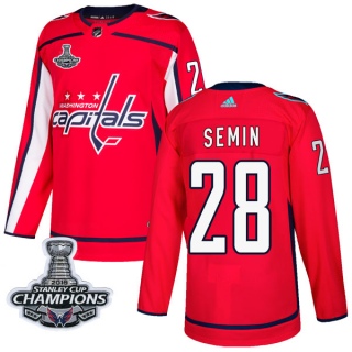 Men's Alexander Semin Washington Capitals Adidas Home 2018 Stanley Cup Champions Patch Jersey - Authentic Red