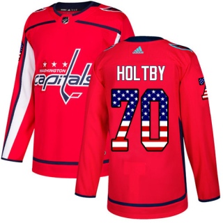 Men's Braden Holtby Washington Capitals Adidas USA Flag Fashion Jersey - Authentic Red