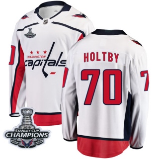 Men's Braden Holtby Washington Capitals Fanatics Branded Away 2018 Stanley Cup Champions Patch Jersey - Breakaway White