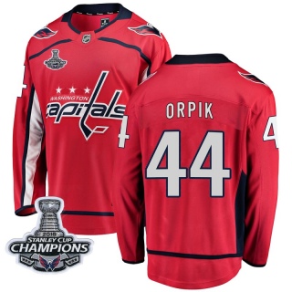 Men's Brooks Orpik Washington Capitals Fanatics Branded Home 2018 Stanley Cup Champions Patch Jersey - Breakaway Red