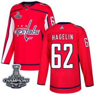 Men's Carl Hagelin Washington Capitals Adidas Home 2018 Stanley Cup Champions Patch Jersey - Authentic Red