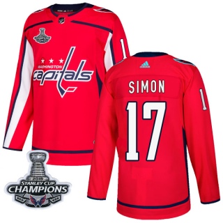 Men's Chris Simon Washington Capitals Adidas Home 2018 Stanley Cup Champions Patch Jersey - Authentic Red
