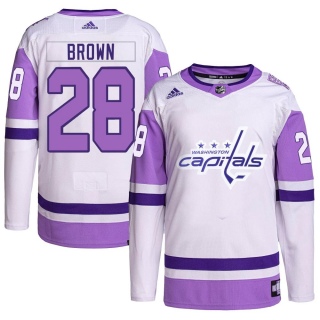 Men's Connor Brown Washington Capitals Adidas Hockey Fights Cancer Primegreen Jersey - Authentic White/Purple