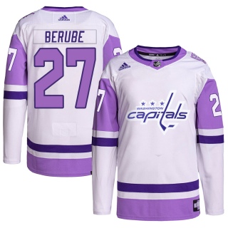 Men's Craig Berube Washington Capitals Adidas Hockey Fights Cancer Primegreen Jersey - Authentic White/Purple