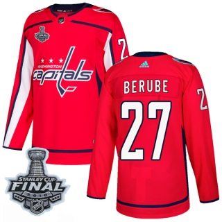 Men's Craig Berube Washington Capitals Adidas Home 2018 Stanley Cup Final Patch Jersey - Authentic Red
