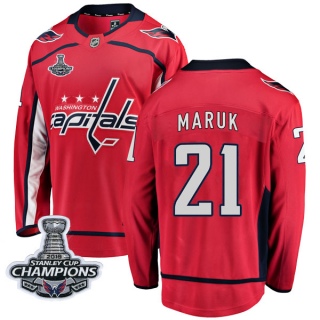 Men's Dennis Maruk Washington Capitals Fanatics Branded Home 2018 Stanley Cup Champions Patch Jersey - Breakaway Red