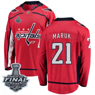 Men's Dennis Maruk Washington Capitals Fanatics Branded Home 2018 Stanley Cup Final Patch Jersey - Breakaway Red