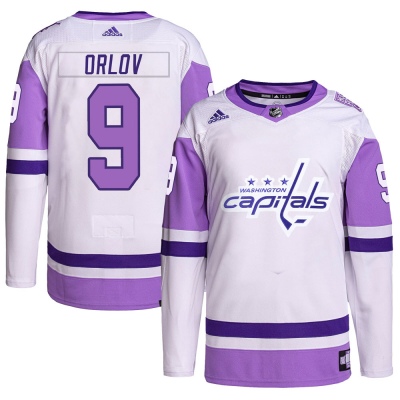 Men's Dmitry Orlov Washington Capitals Adidas Hockey Fights Cancer Primegreen Jersey - Authentic White/Purple
