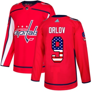 Men's Dmitry Orlov Washington Capitals Adidas USA Flag Fashion Jersey - Authentic Red