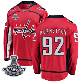 Men's Evgeny Kuznetsov Washington Capitals Fanatics Branded Home 2018 Stanley Cup Champions Patch Jersey - Breakaway Red