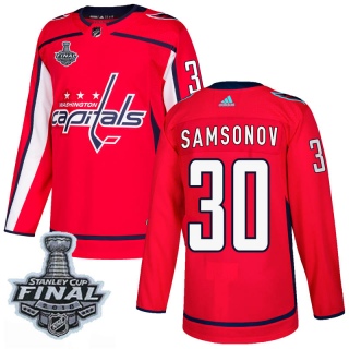 Men's Ilya Samsonov Washington Capitals Adidas Home 2018 Stanley Cup Final Patch Jersey - Authentic Red