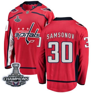 Men's Ilya Samsonov Washington Capitals Fanatics Branded Home 2018 Stanley Cup Champions Patch Jersey - Breakaway Red