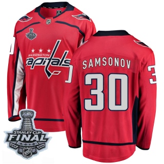 Men's Ilya Samsonov Washington Capitals Fanatics Branded Home 2018 Stanley Cup Final Patch Jersey - Breakaway Red