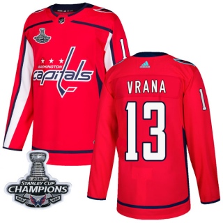 Men's Jakub Vrana Washington Capitals Adidas Home 2018 Stanley Cup Champions Patch Jersey - Authentic Red
