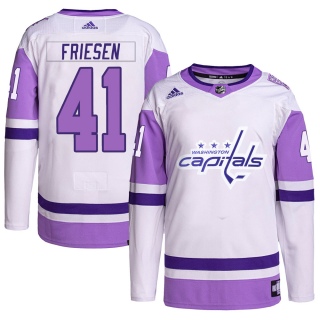 Men's Jeff Friesen Washington Capitals Adidas Hockey Fights Cancer Primegreen Jersey - Authentic White/Purple