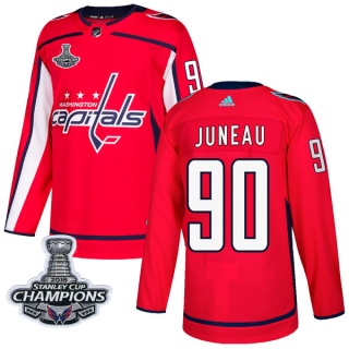 Men's Joe Juneau Washington Capitals Adidas Home 2018 Stanley Cup Champions Patch Jersey - Authentic Red