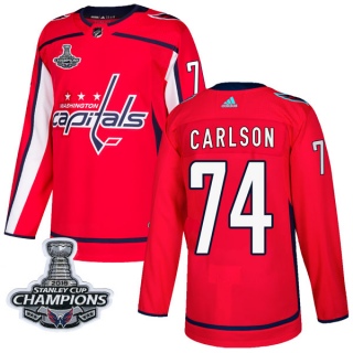 Men's John Carlson Washington Capitals Adidas Home 2018 Stanley Cup Champions Patch Jersey - Authentic Red
