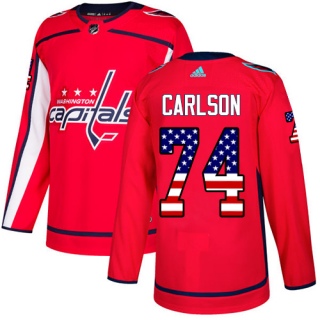 Men's John Carlson Washington Capitals Adidas USA Flag Fashion Jersey - Authentic Red