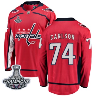 Men's John Carlson Washington Capitals Fanatics Branded Home 2018 Stanley Cup Champions Patch Jersey - Breakaway Red