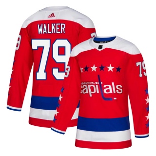 Men's Nathan Walker Washington Capitals Adidas Alternate Jersey - Authentic Red