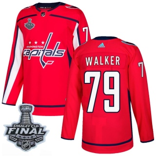 Men's Nathan Walker Washington Capitals Adidas Home 2018 Stanley Cup Final Patch Jersey - Authentic Red