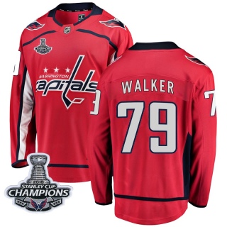 Men's Nathan Walker Washington Capitals Fanatics Branded Home 2018 Stanley Cup Champions Patch Jersey - Breakaway Red