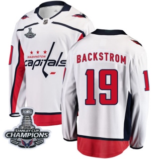 Men's Nicklas Backstrom Washington Capitals Fanatics Branded Away 2018 Stanley Cup Champions Patch Jersey - Breakaway White