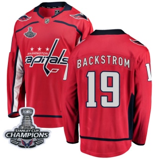 Men's Nicklas Backstrom Washington Capitals Fanatics Branded Home 2018 Stanley Cup Champions Patch Jersey - Breakaway Red