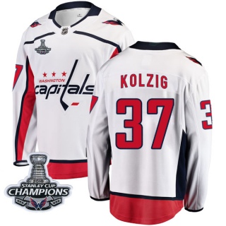 Men's Olaf Kolzig Washington Capitals Fanatics Branded Away 2018 Stanley Cup Champions Patch Jersey - Breakaway White