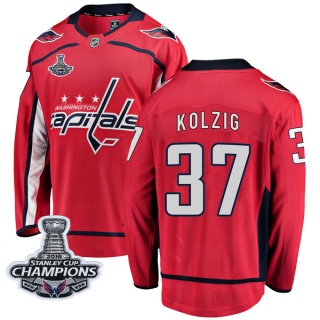 Men's Olaf Kolzig Washington Capitals Fanatics Branded Home 2018 Stanley Cup Champions Patch Jersey - Breakaway Red
