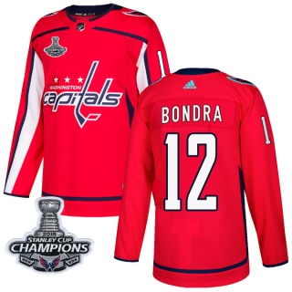 Men's Peter Bondra Washington Capitals Adidas Home 2018 Stanley Cup Champions Patch Jersey - Authentic Red