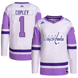 Men's Pheonix Copley Washington Capitals Adidas Hockey Fights Cancer Primegreen Jersey - Authentic White/Purple