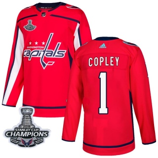 Men's Pheonix Copley Washington Capitals Adidas Home 2018 Stanley Cup Champions Patch Jersey - Authentic Red
