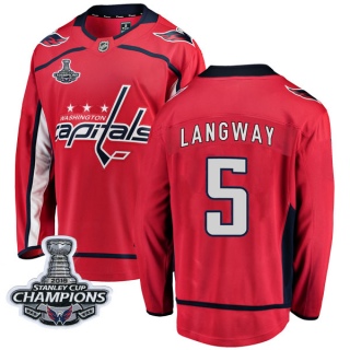 Men's Rod Langway Washington Capitals Fanatics Branded Home 2018 Stanley Cup Champions Patch Jersey - Breakaway Red