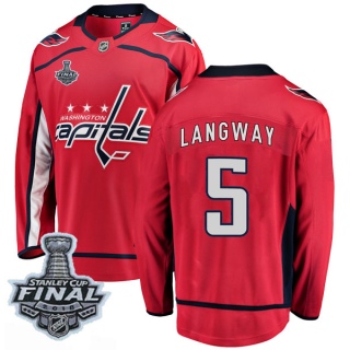 Men's Rod Langway Washington Capitals Fanatics Branded Home 2018 Stanley Cup Final Patch Jersey - Breakaway Red