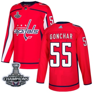 Men's Sergei Gonchar Washington Capitals Adidas Home 2018 Stanley Cup Champions Patch Jersey - Authentic Red