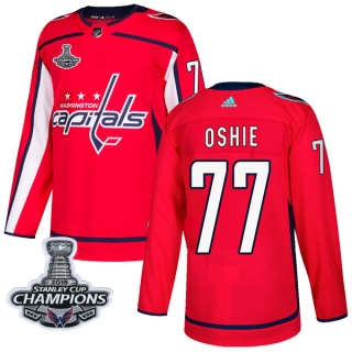 Men's T.J. Oshie Washington Capitals Adidas Home 2018 Stanley Cup Champions Patch Jersey - Authentic Red