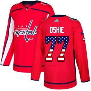 Men's T.J. Oshie Washington Capitals Adidas USA Flag Fashion Jersey - Authentic Red