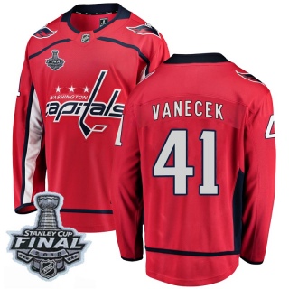 Men's Vitek Vanecek Washington Capitals Fanatics Branded Home 2018 Stanley Cup Final Patch Jersey - Breakaway Red