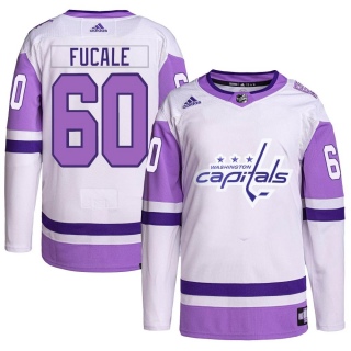 Men's Zach Fucale Washington Capitals Adidas Hockey Fights Cancer Primegreen Jersey - Authentic White/Purple