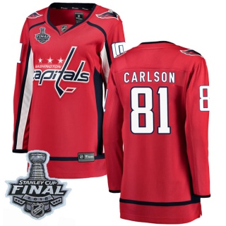 Women's Adam Carlson Washington Capitals Fanatics Branded Home 2018 Stanley Cup Final Patch Jersey - Breakaway Red