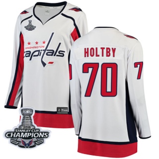 Women's Braden Holtby Washington Capitals Fanatics Branded Away 2018 Stanley Cup Champions Patch Jersey - Breakaway White
