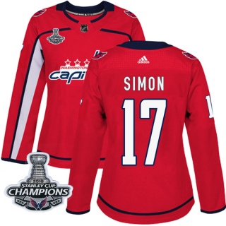 Women's Chris Simon Washington Capitals Adidas Home 2018 Stanley Cup Champions Patch Jersey - Authentic Red