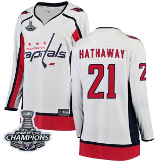 Women's Garnet Hathaway Washington Capitals Fanatics Branded Away 2018 Stanley Cup Champions Patch Jersey - Breakaway White