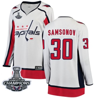 Women's Ilya Samsonov Washington Capitals Fanatics Branded Away 2018 Stanley Cup Champions Patch Jersey - Breakaway White