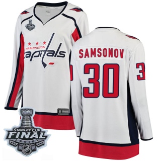 Women's Ilya Samsonov Washington Capitals Fanatics Branded Away 2018 Stanley Cup Final Patch Jersey - Breakaway White