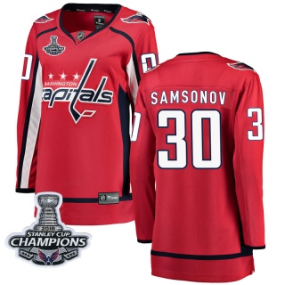 Women's Ilya Samsonov Washington Capitals Fanatics Branded Home 2018 Stanley Cup Champions Patch Jersey - Breakaway Red
